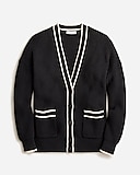 Tipped V-neck cotton cardigan sweater
