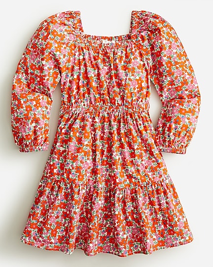  Girls&apos; long-sleeve tiered dress in floral