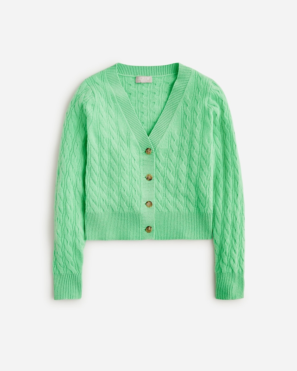 Cashmere shrunken cable-knit V-neck cardigan sweater