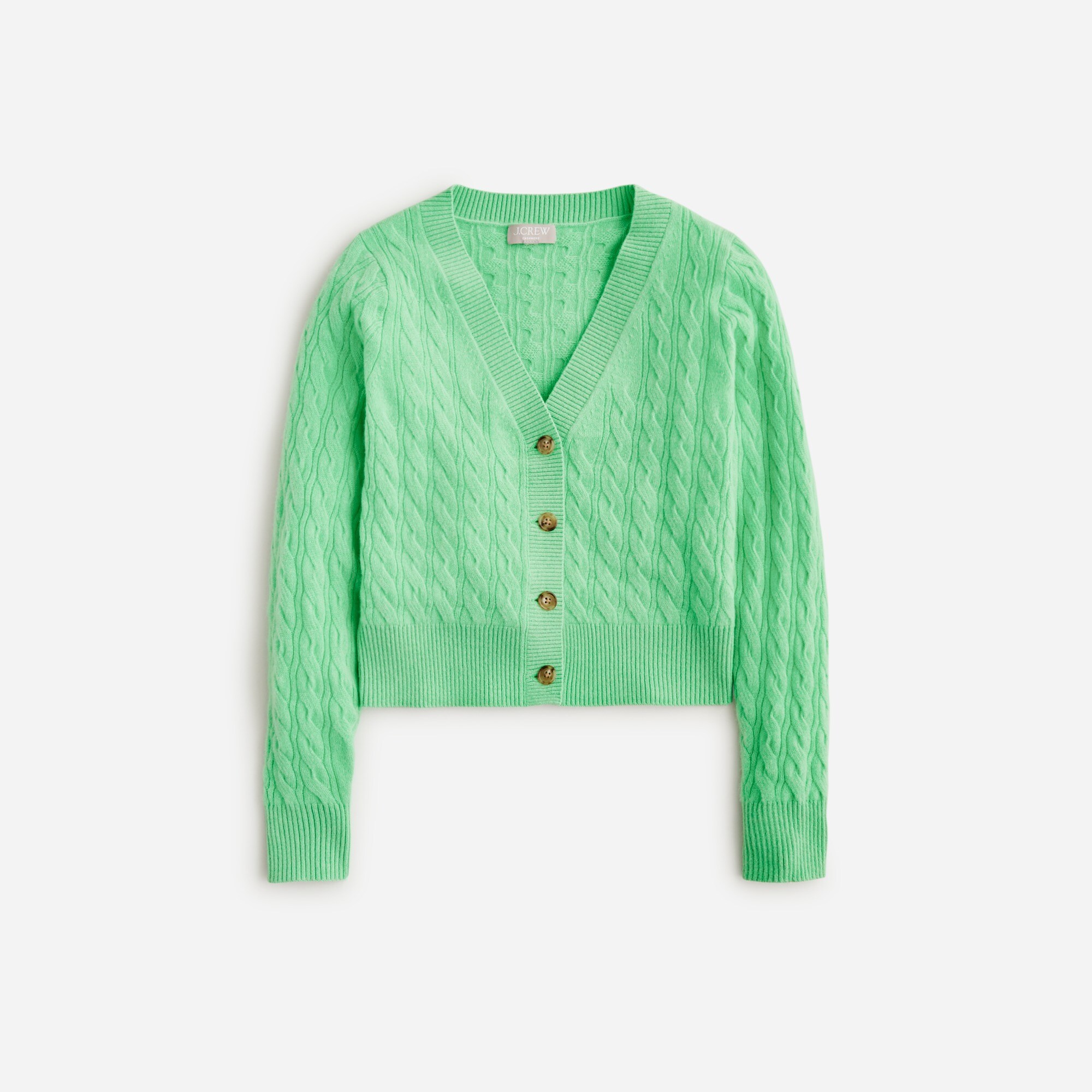 womens Cashmere shrunken cable-knit V-neck cardigan sweater