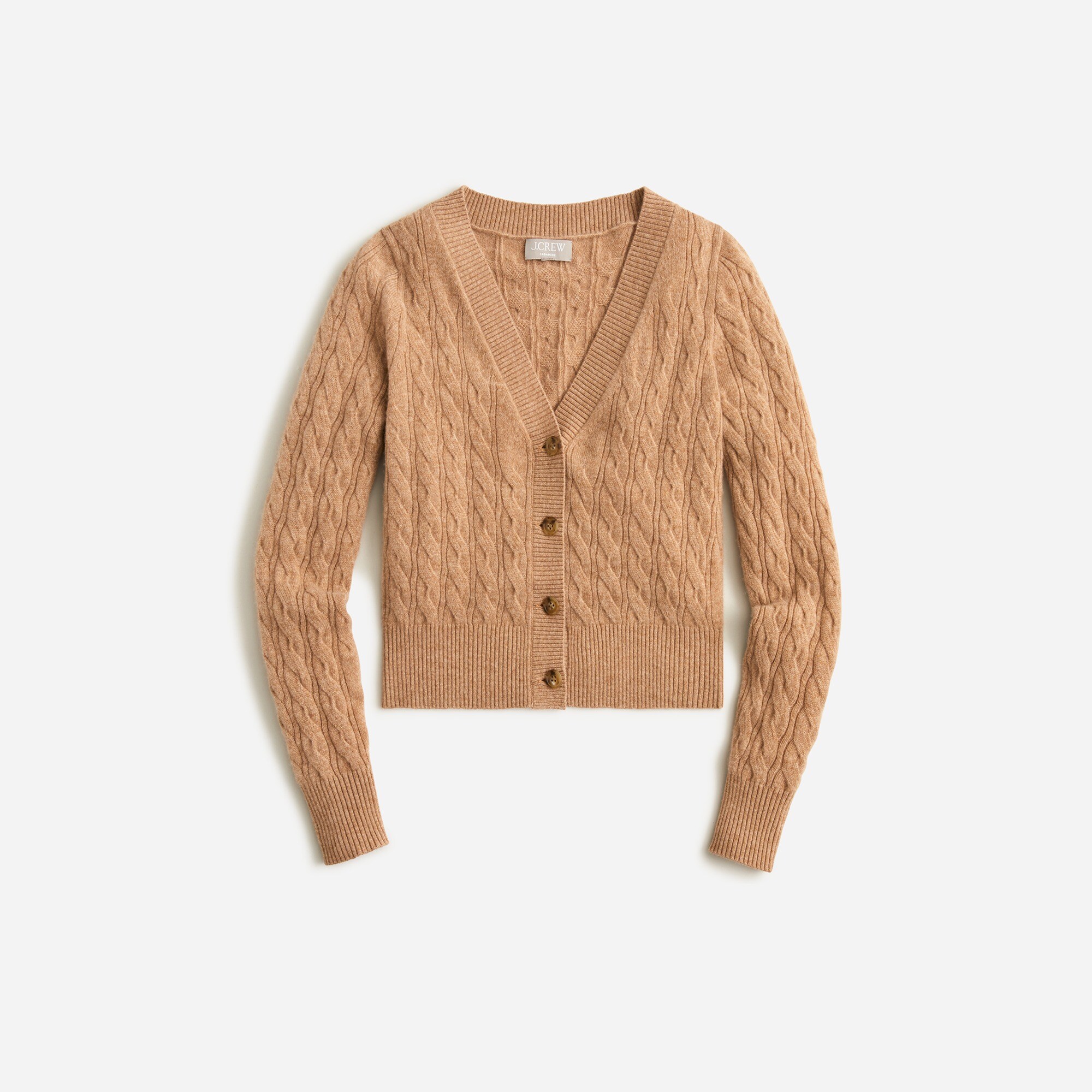  Cashmere shrunken cable-knit V-neck cardigan sweater