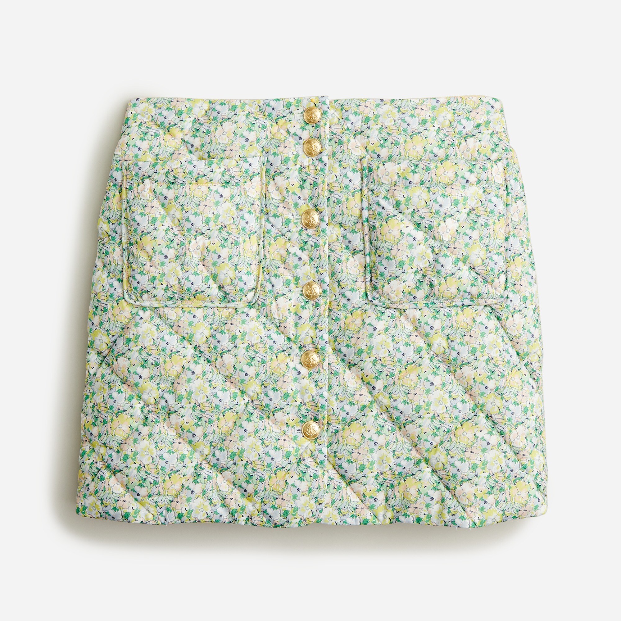 Limited-edition quilted button-front mini skirt in Liberty® fabric