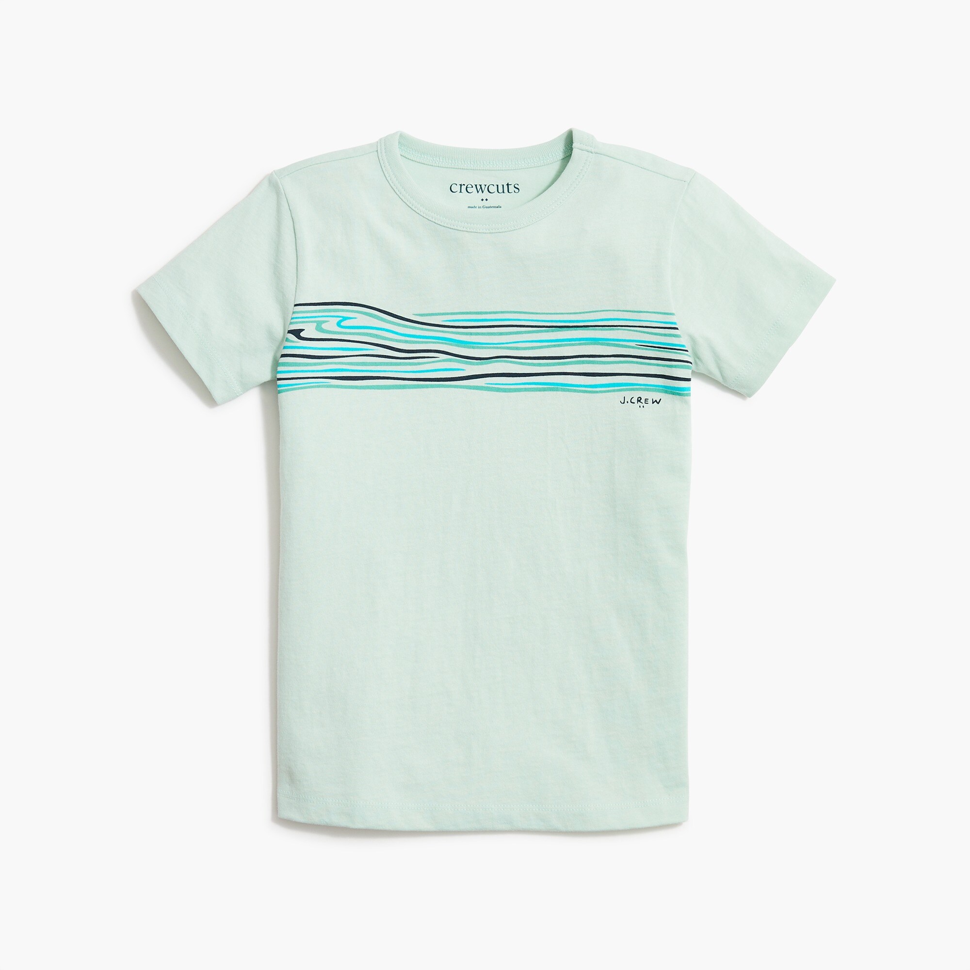 factory: boys&apos; striped graphic tee for boys, right side, view zoomed
