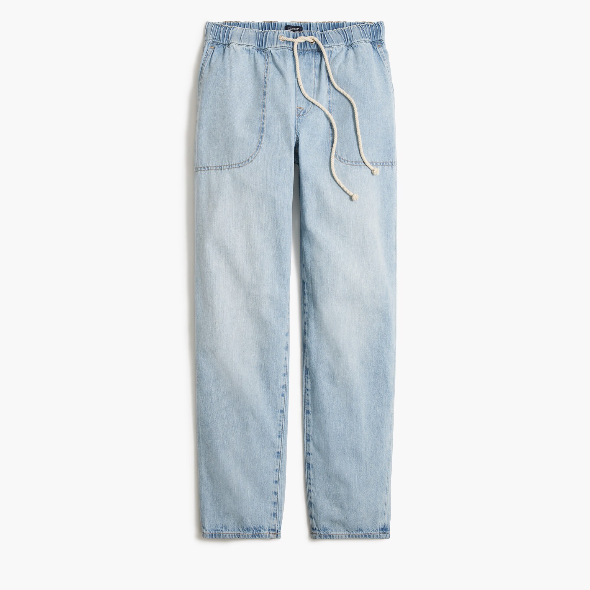 denim jogger pant with rope tie closure for women