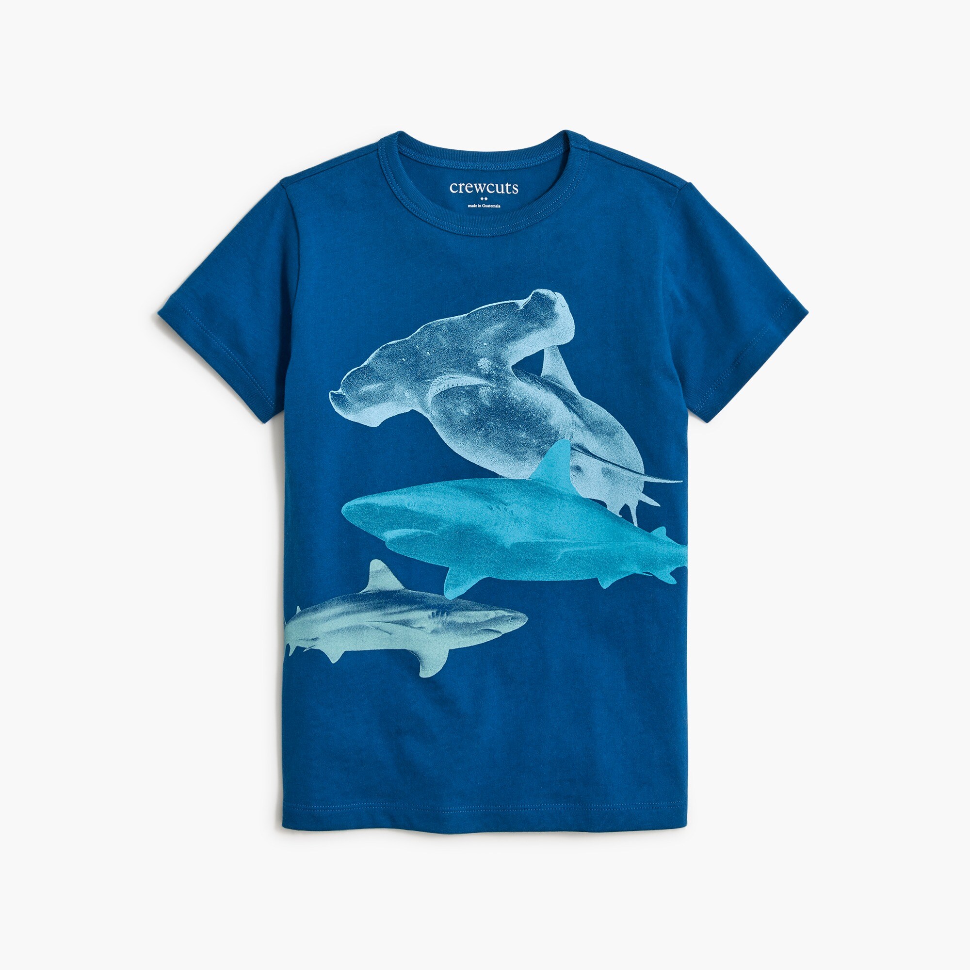Properly Tied Boys Performance Tee Shirt - Back Graphic - Topo Shark on Seafoam Green main image 1