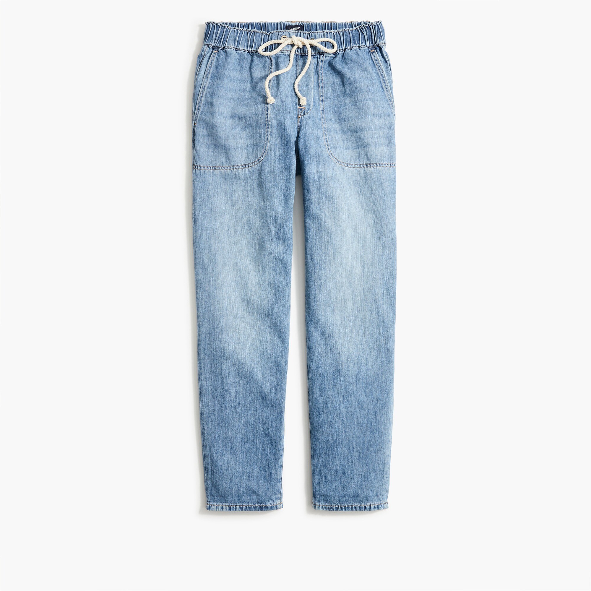 denim jogger pant with rope tie closure for women