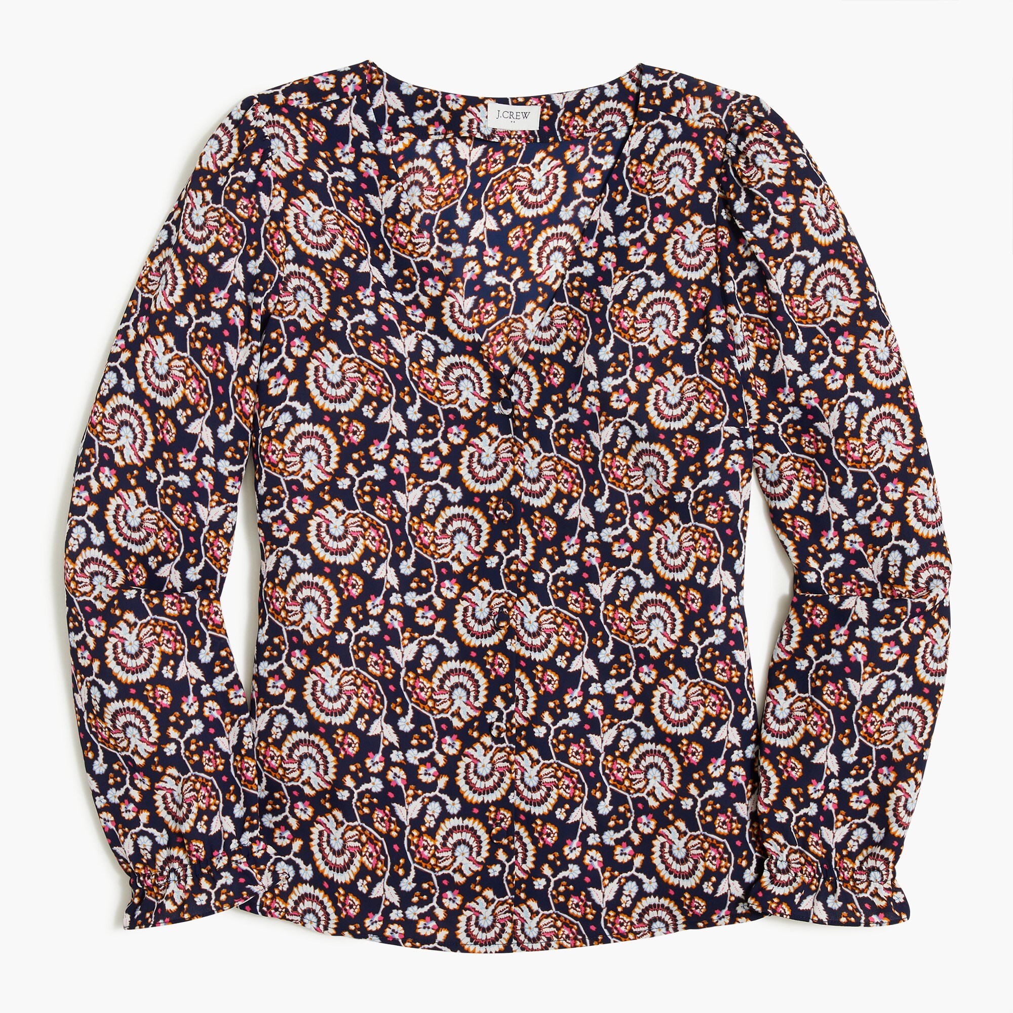 V-neck button-front shirt