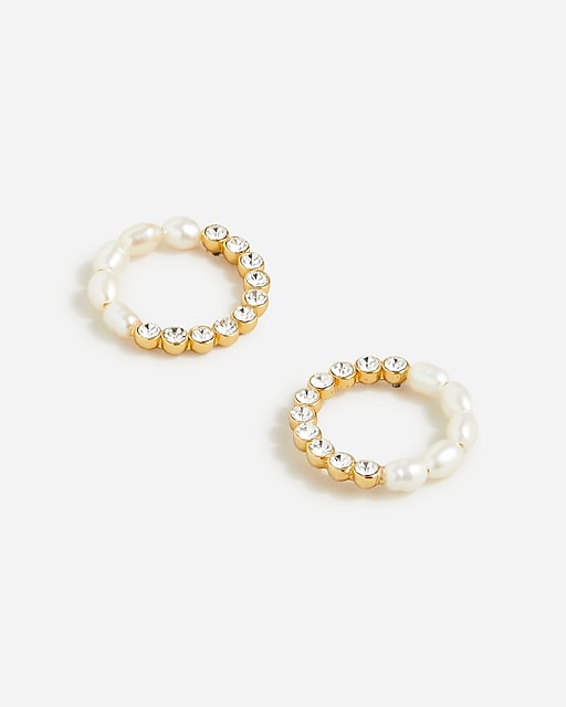 womens Circle pearl stud earrings