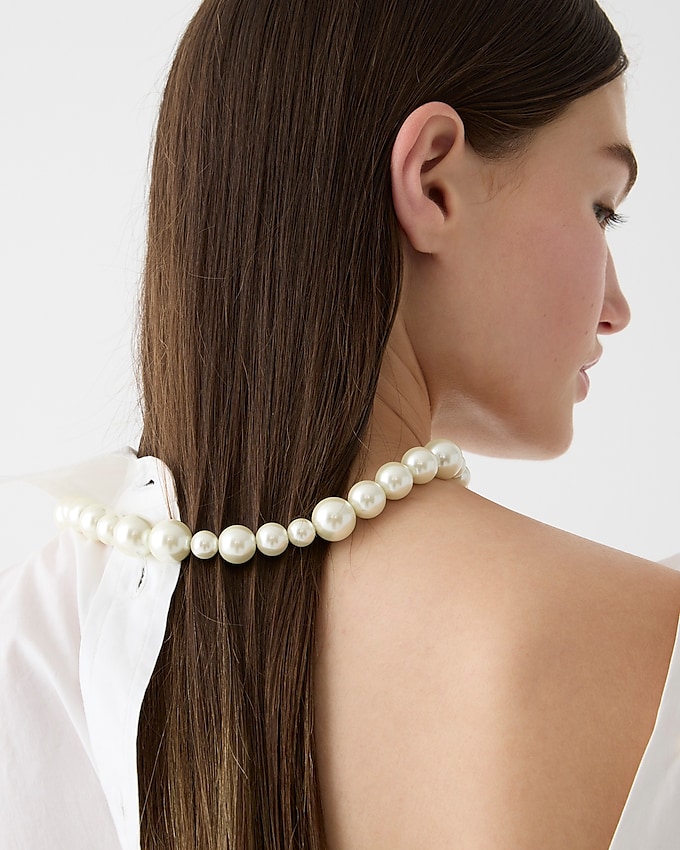 j.crew: pearl ball necklace for women, right side, view zoomed
