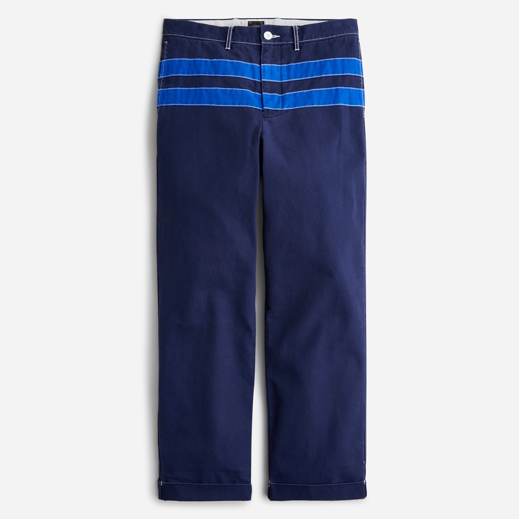 Cotton canvas sailing pant with applied stripe