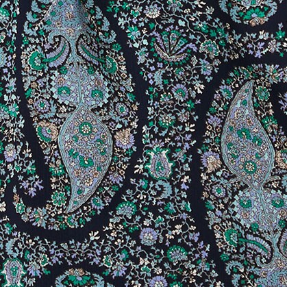 Printed smocked top ANTIQUE NAVY EMERALD IS factory: printed smocked top for women