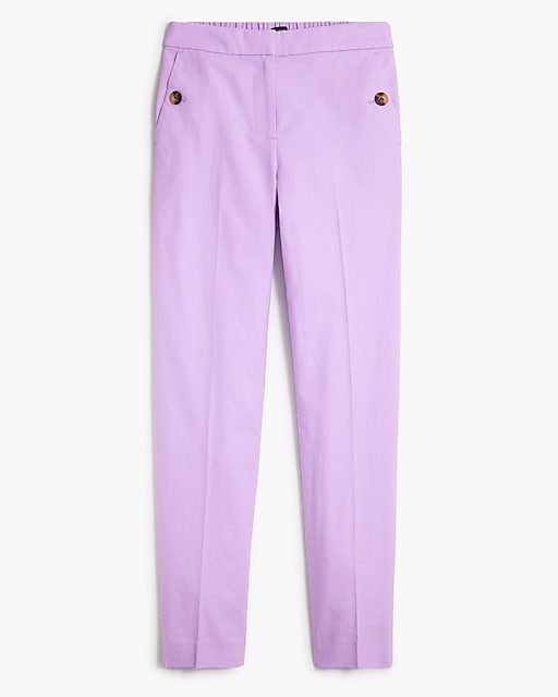  Petite elastic-back linen-cotton blend pant