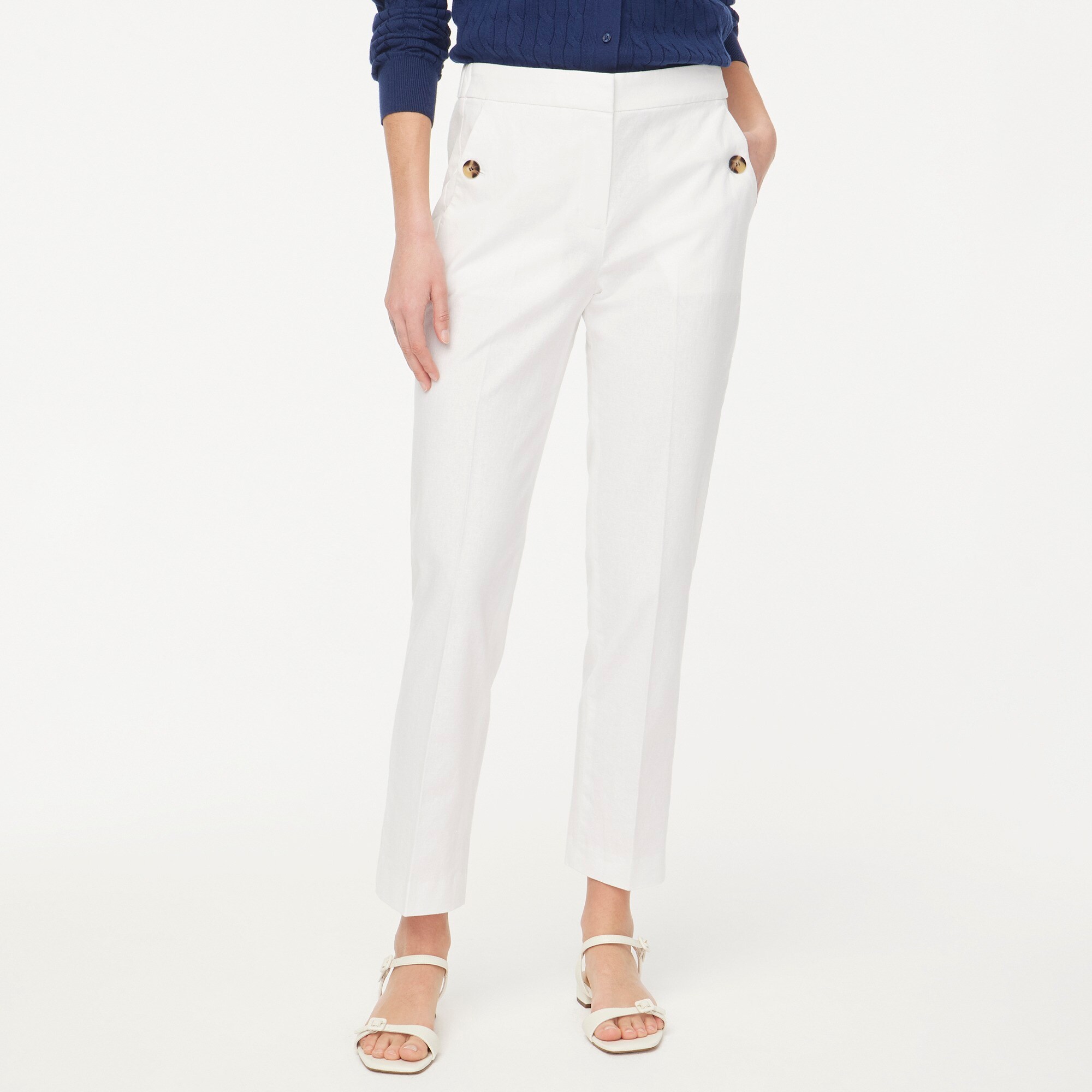 womens Linen-cotton blend sailor pant
