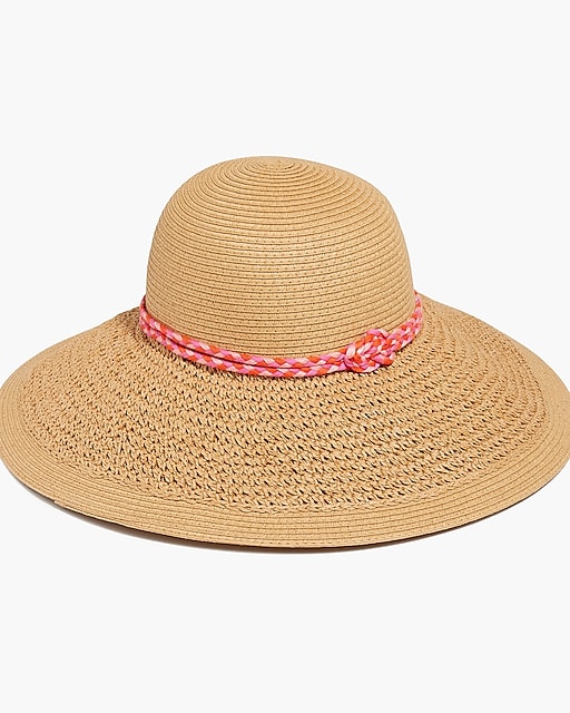  Straw hat with wrapped rope