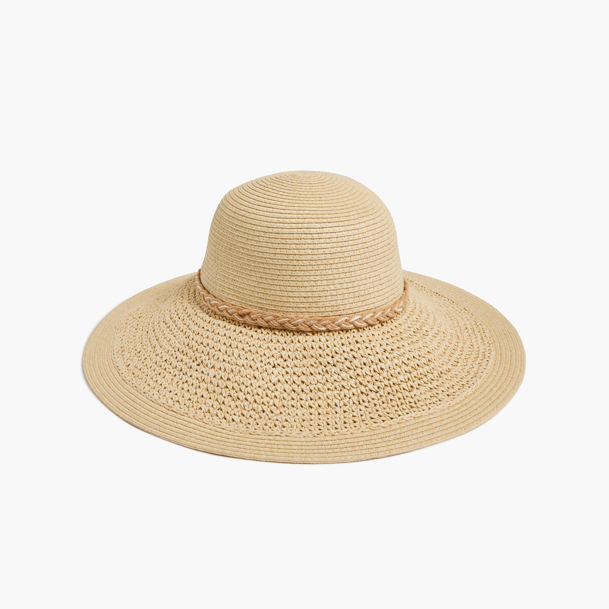 straw hat with wrapped rope for women