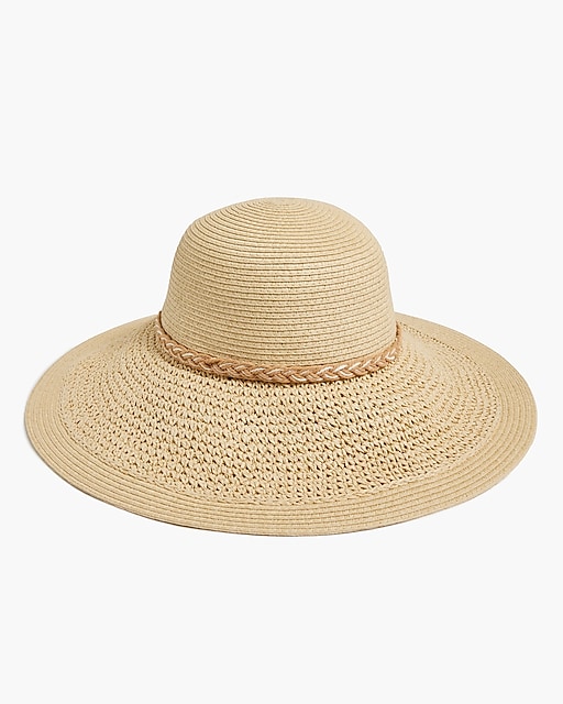  Straw hat with wrapped rope