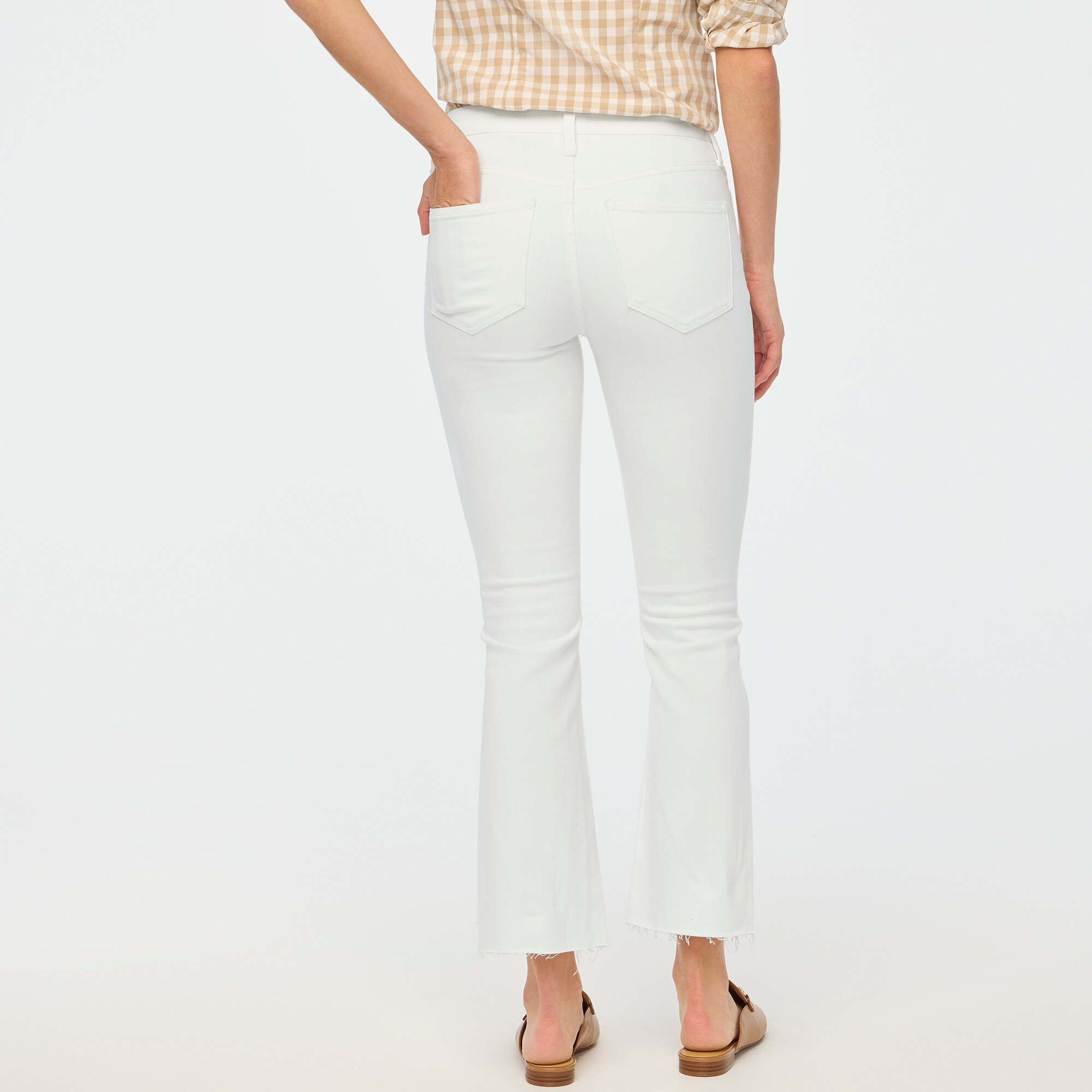 Flare crop white jean in signature stretch