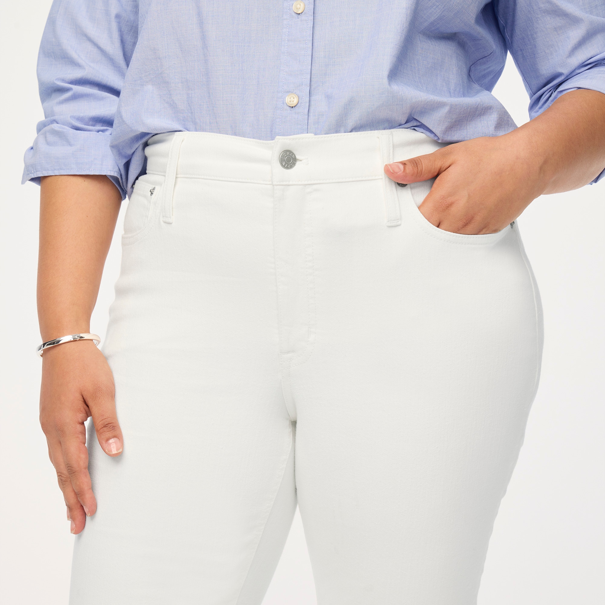 Flare crop white jean in signature stretch