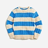 Kids&apos; cable-knit cotton crewneck sweater in rugby stripe