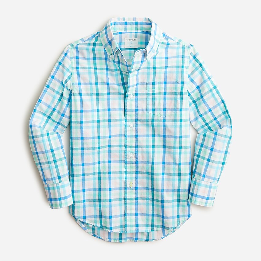 j.crew: boys&apos; button-down poplin shirt for boys, right side, view zoomed