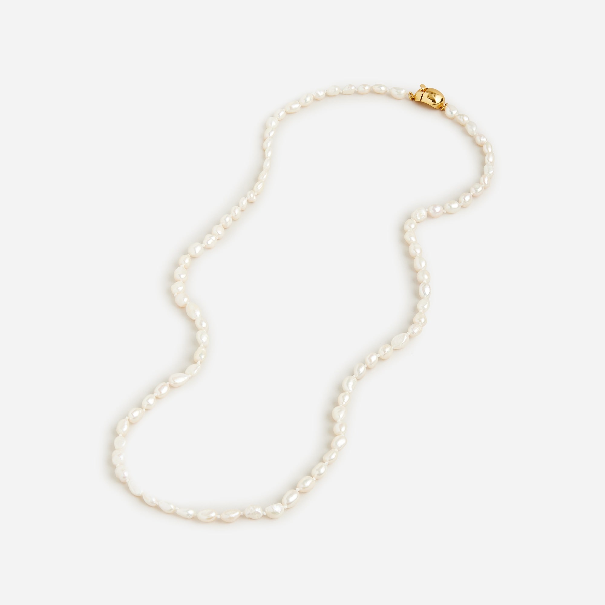 womens Long freshwater pearl and gold necklace
