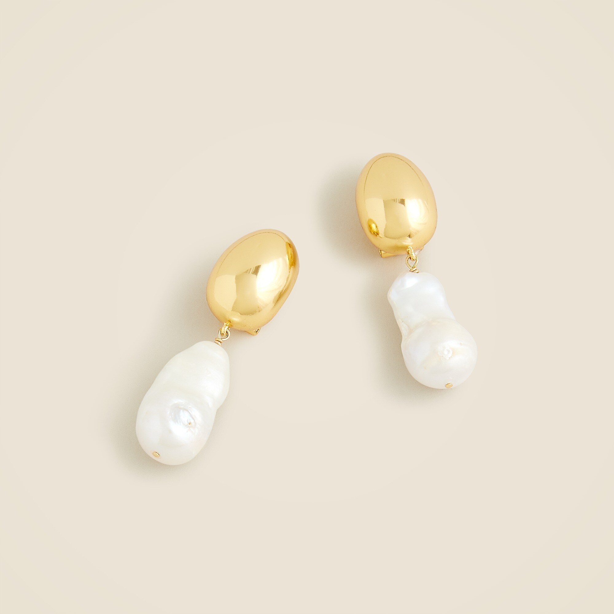 Freshwater pearl and gold earrings