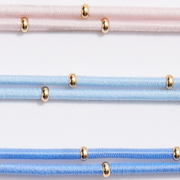 Beaded hair ties set-of-three BLUE PINK MULTI factory: beaded hair ties set-of-three for women