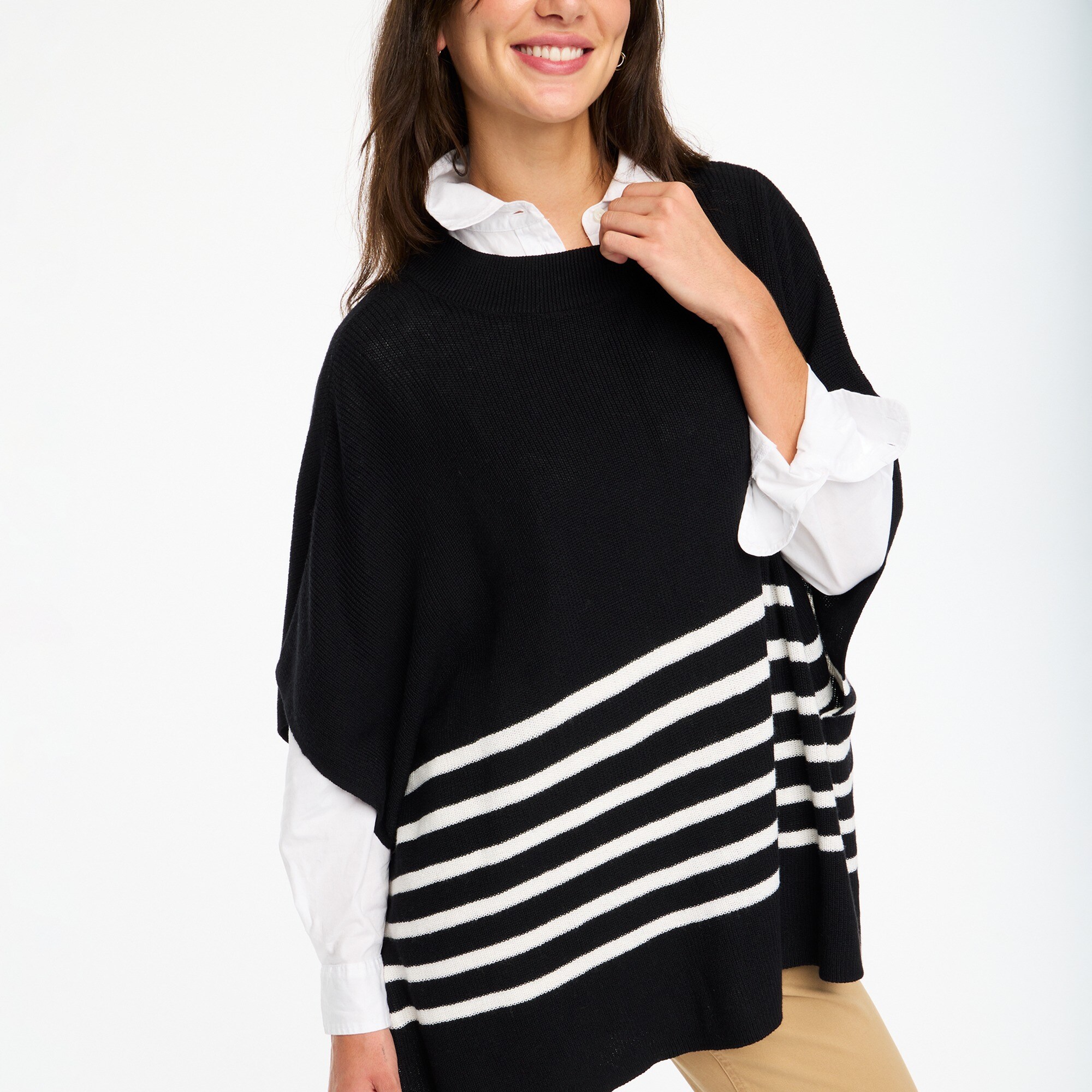 womens Striped poncho