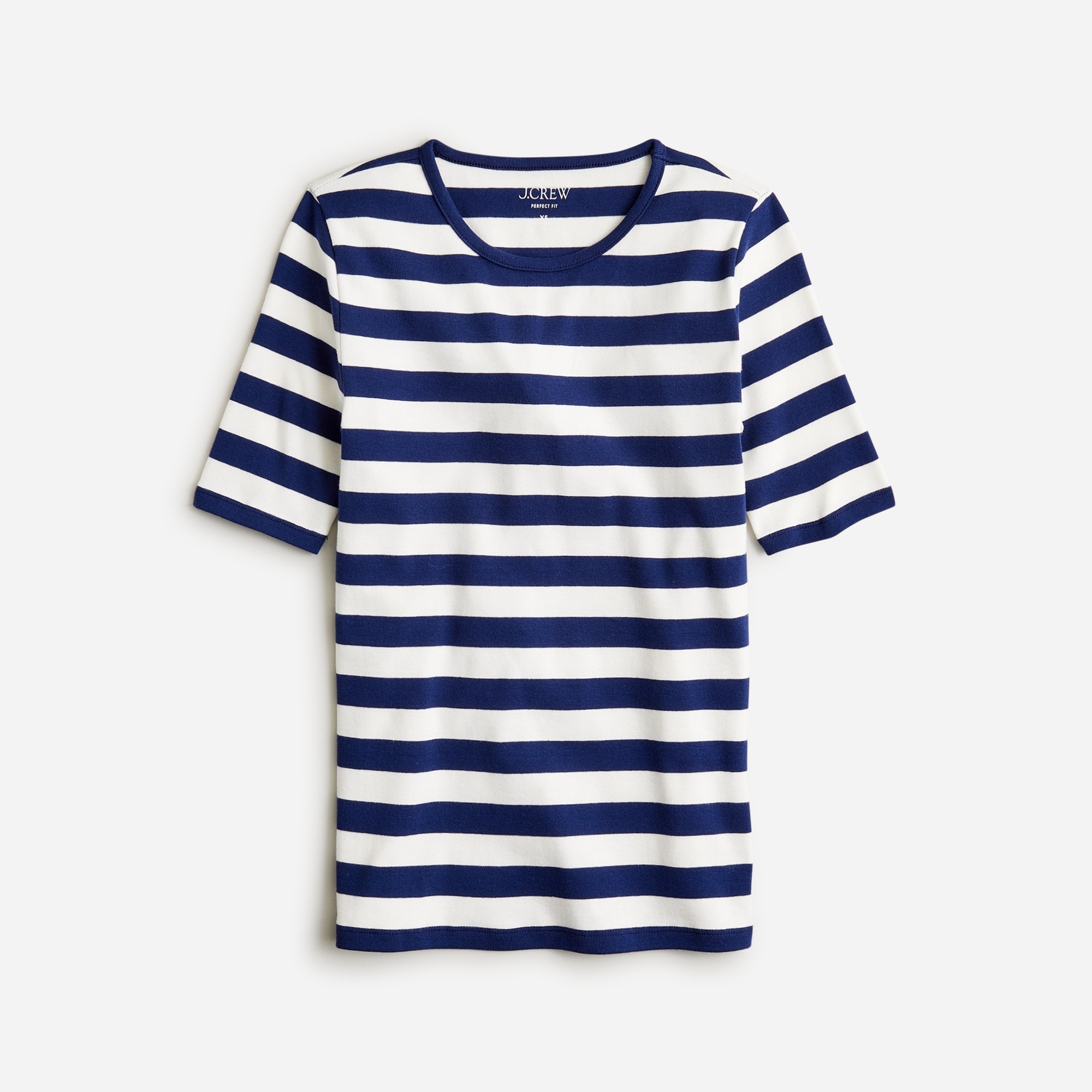  Perfect-fit elbow-sleeve T-shirt in stripe