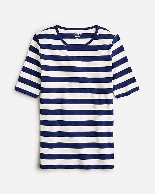  Perfect-fit elbow-sleeve T-shirt in stripe