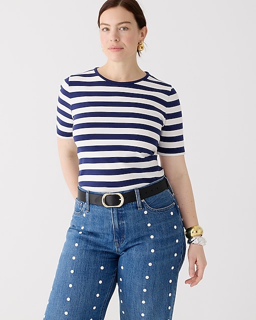 womens Perfect-fit elbow-sleeve T-shirt in stripe