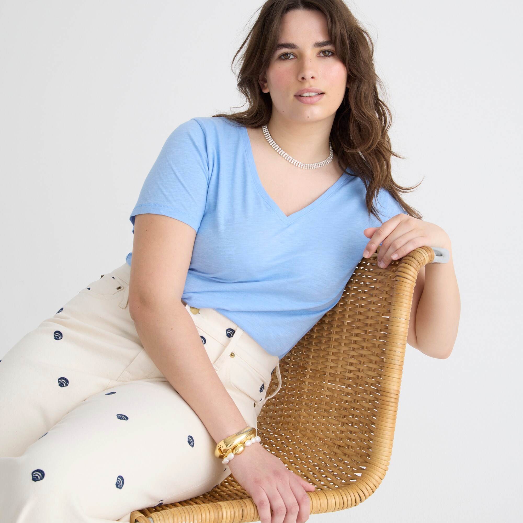 Vintage cotton V-neck T-shirt