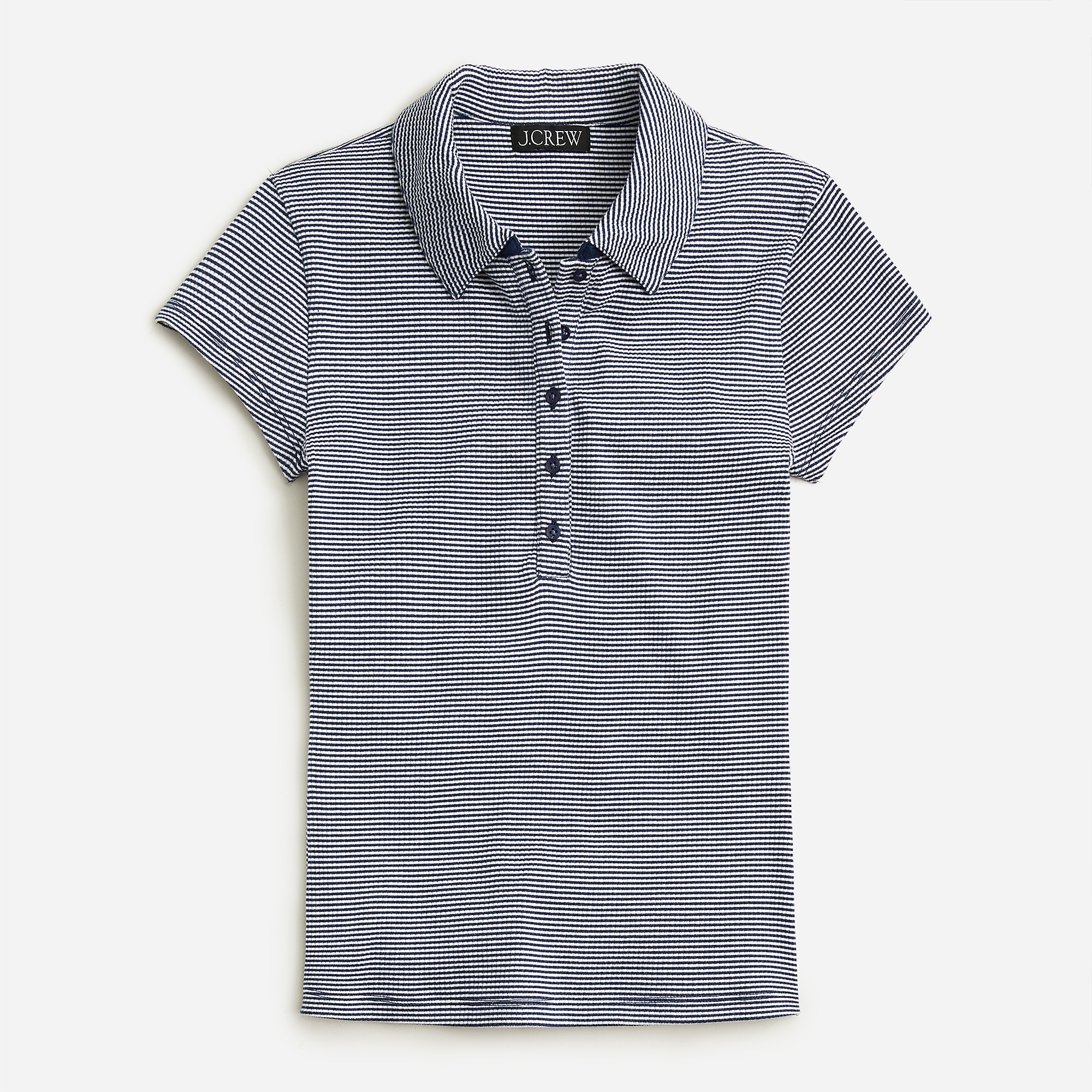  Short-sleeve henley polo in striped vintage rib