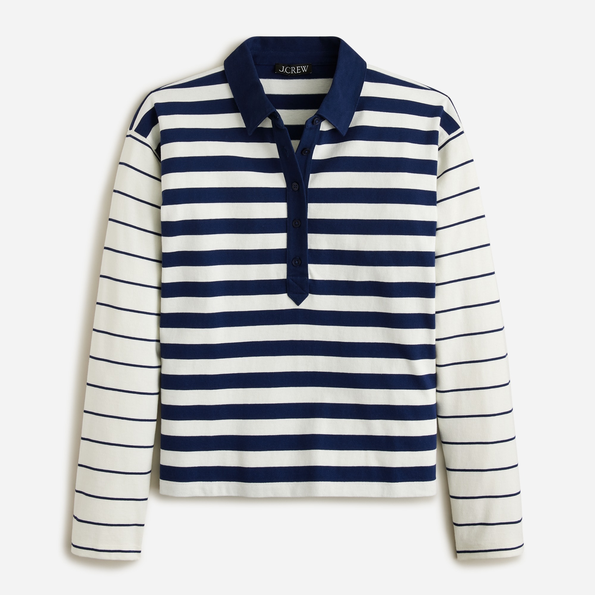 Long-sleeve polo shirt in stripe