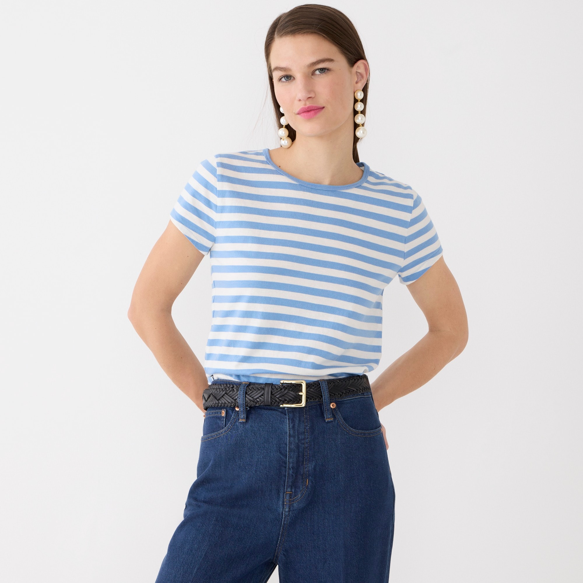 J.Crew: Slim-fit Organic Slub Cotton T-shirt In Stripe For Women