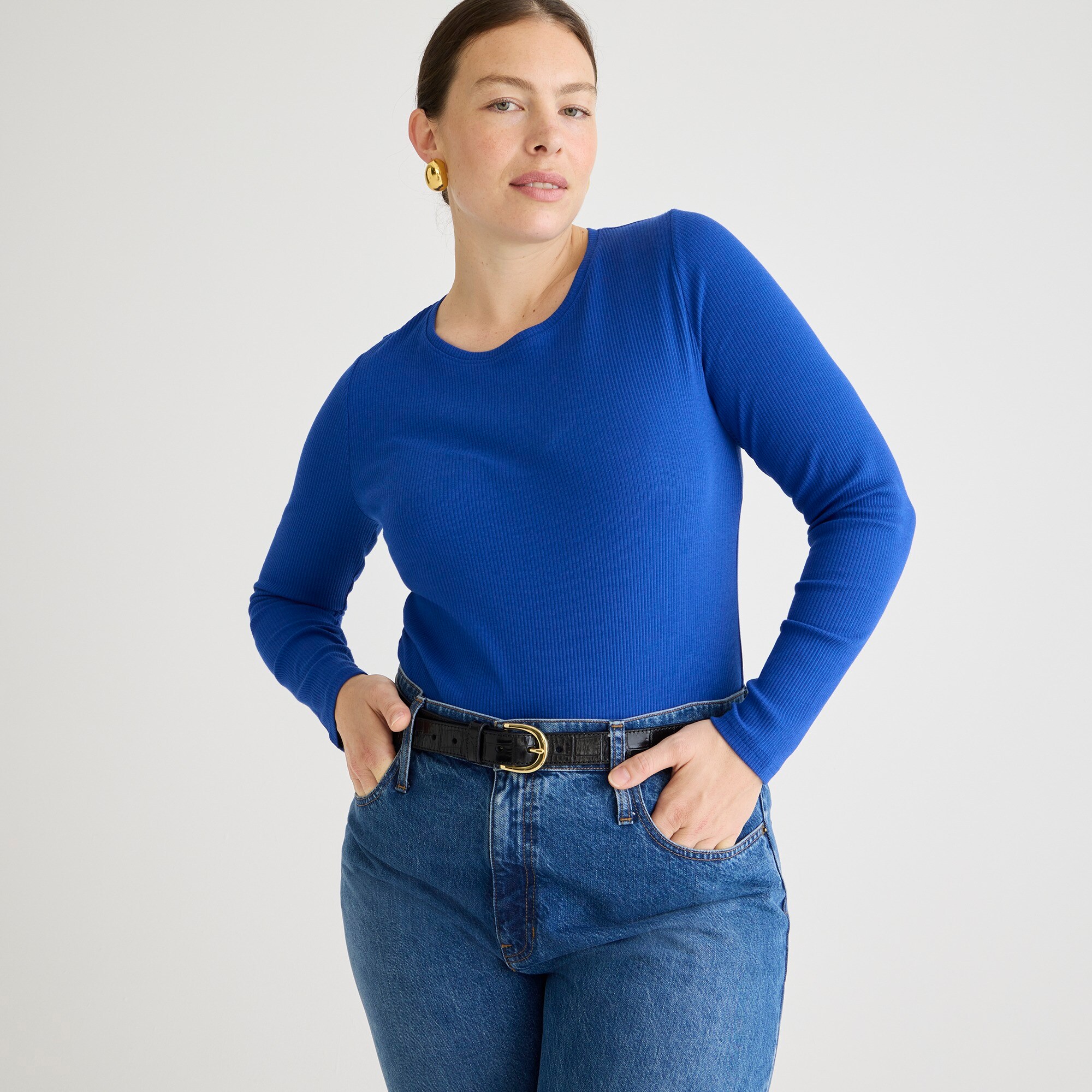 womens Long-sleeve T-shirt in vintage rib