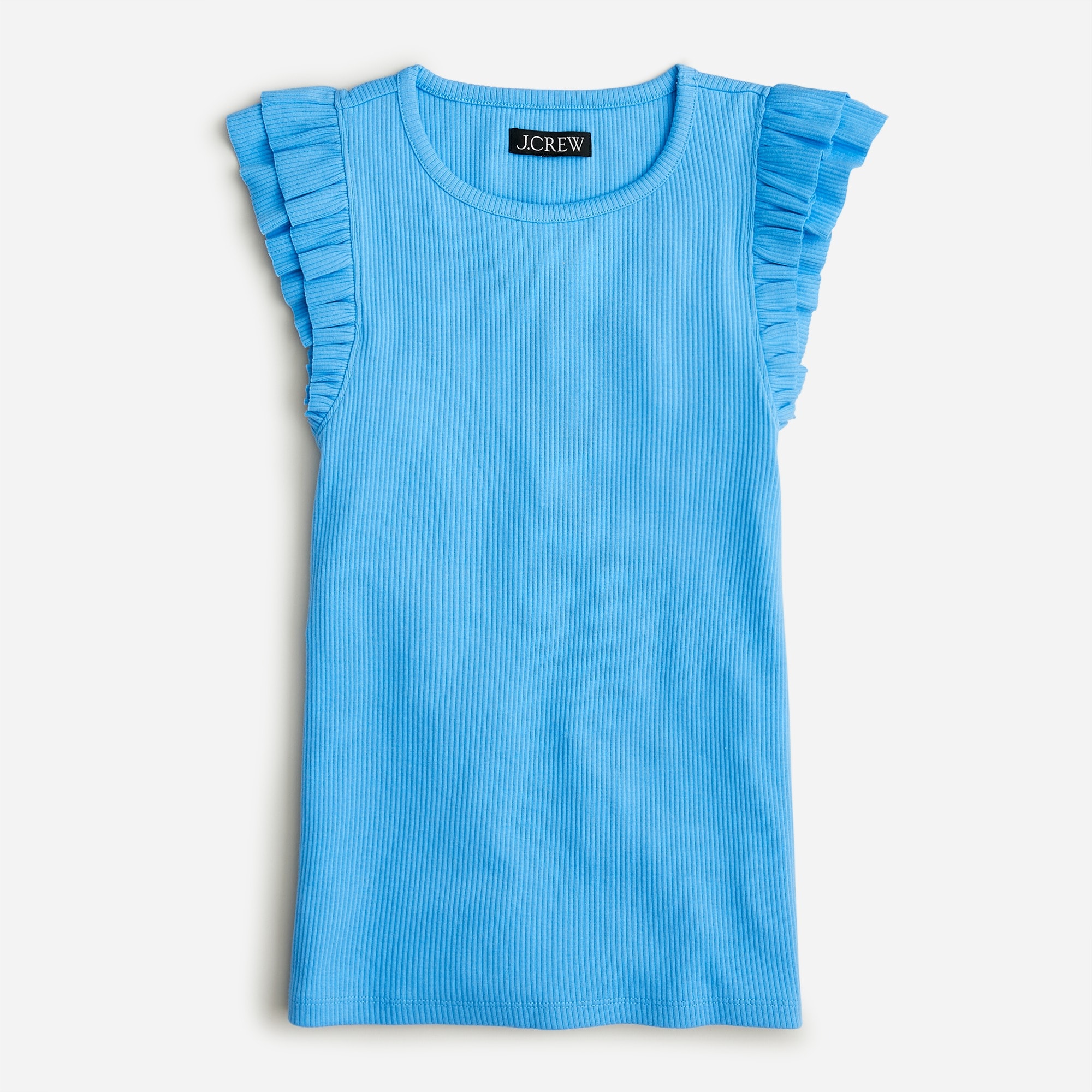 Vintage rib ruffle-sleeve shirt