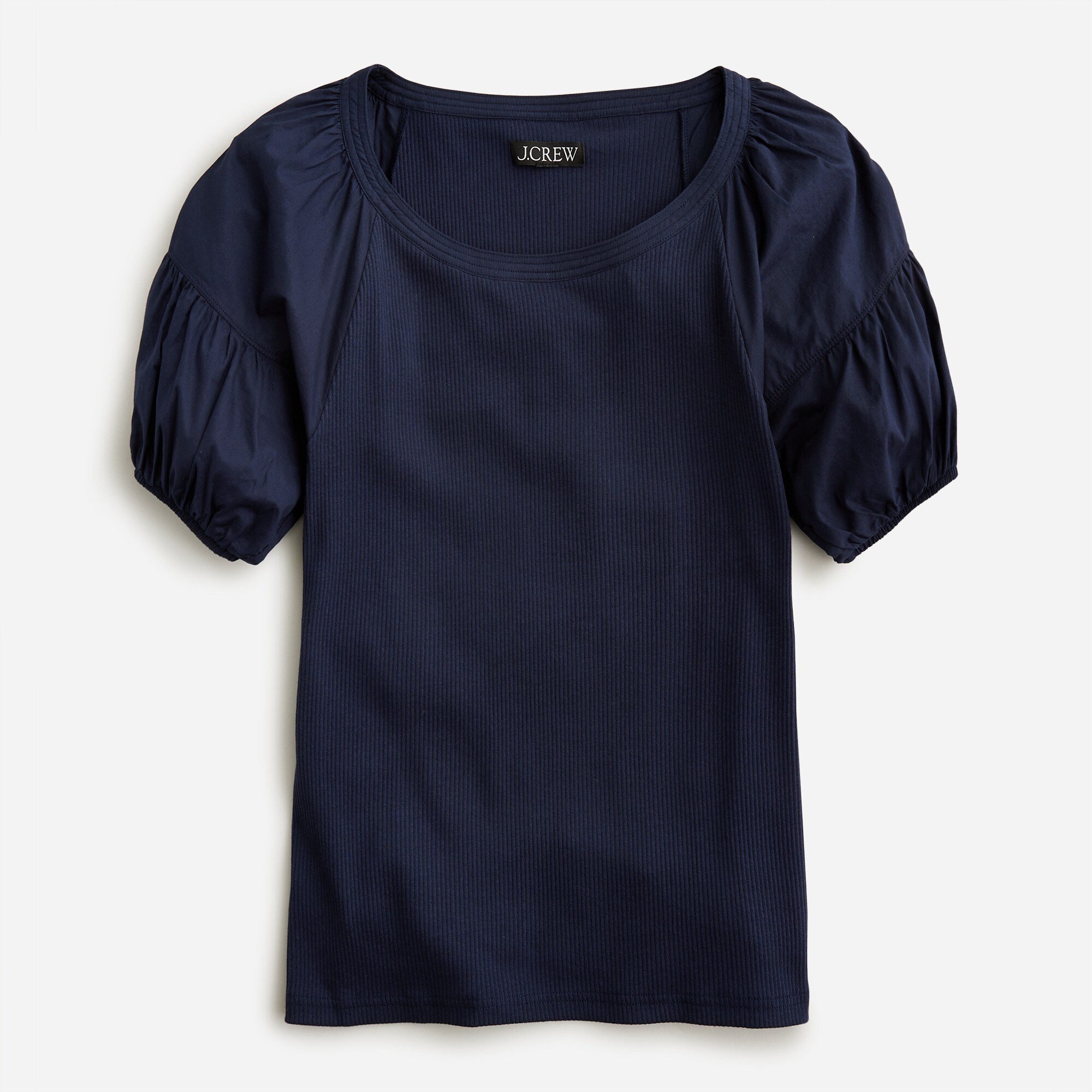 J.Crew: Vintage Rib Puff-sleeve Top For Women