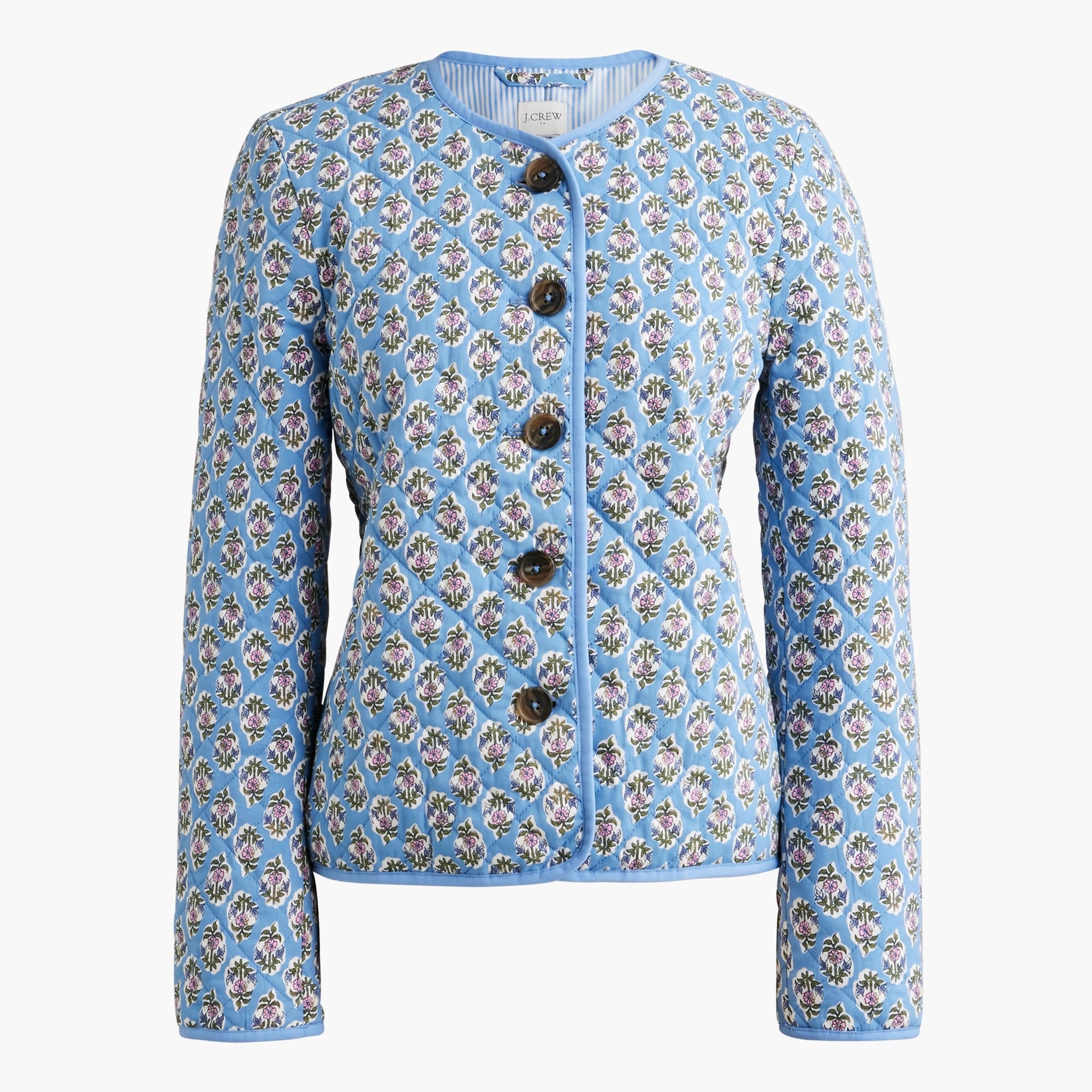 block-print quilted jacket for women