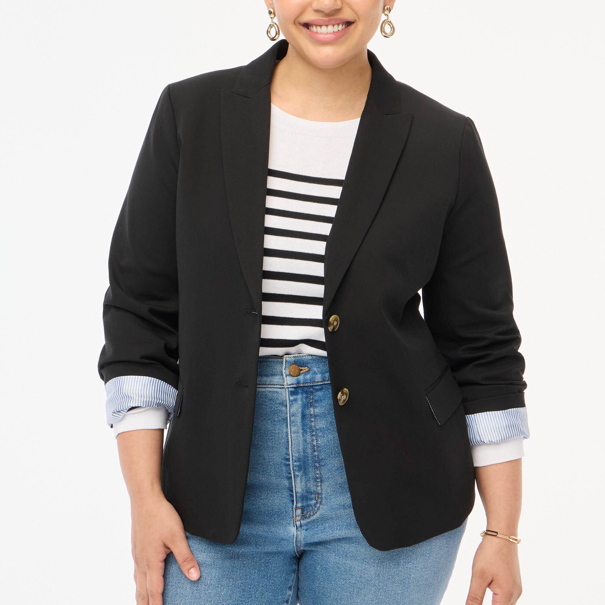 Cotton-blend two-button blazer
