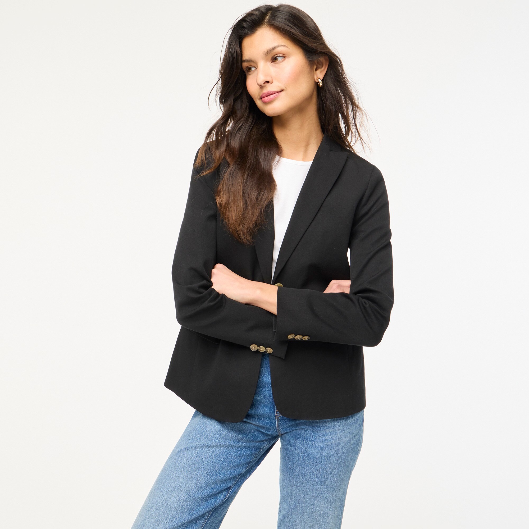 Cotton-blend two-button blazer