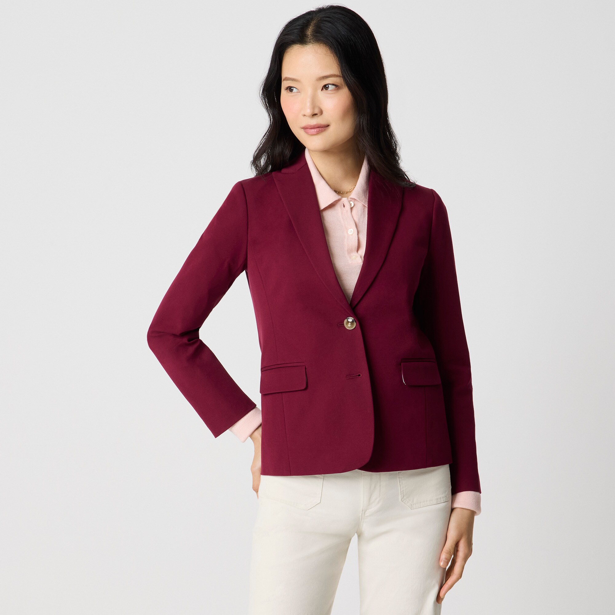  Cotton-blend two-button blazer