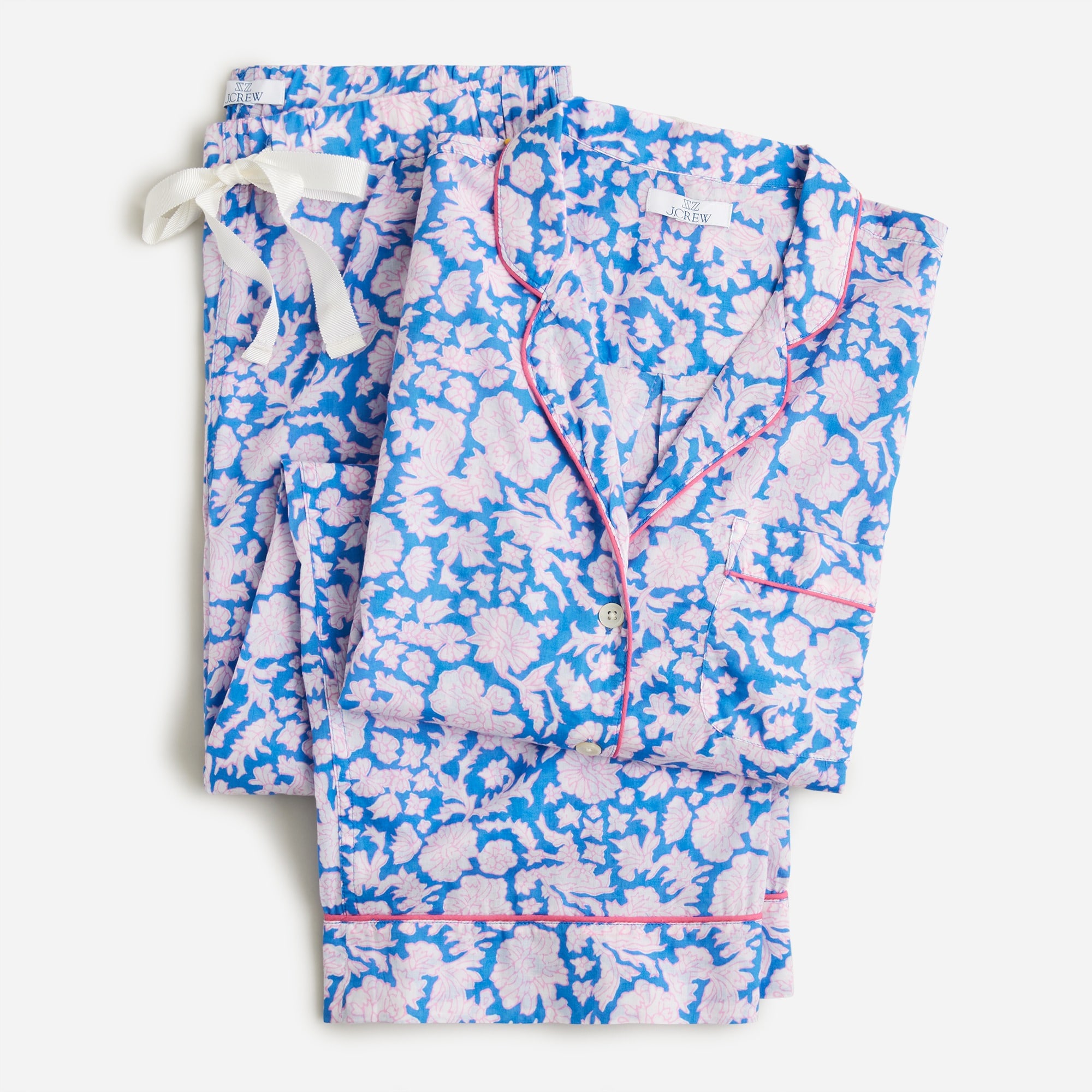 SZ Blockprints™ X J.Crew long-sleeve cotton voile pajama set in Nila print