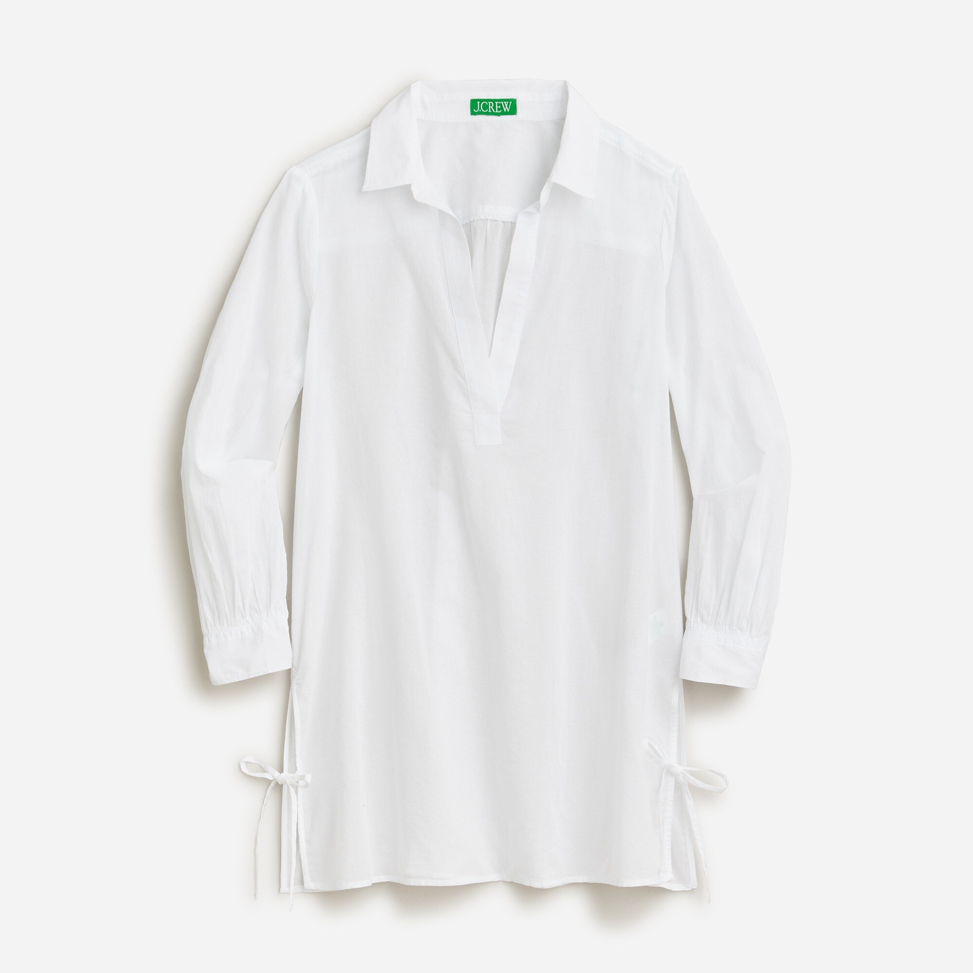 Cotton voile tunic cover-up with side ties