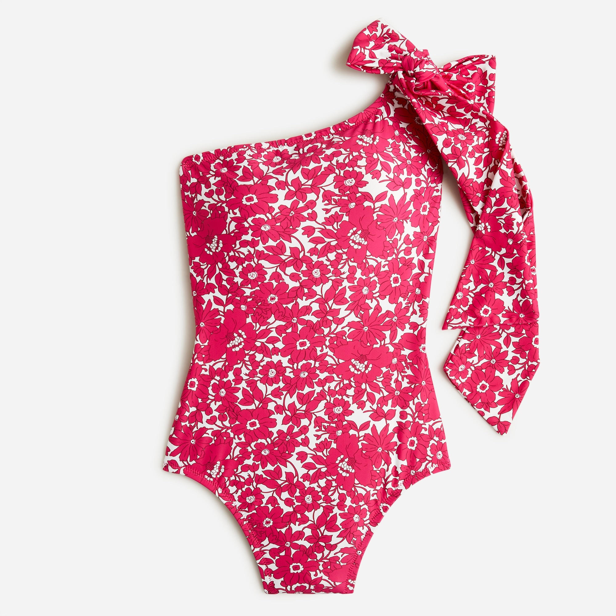  Bow one-shoulder one-piece swimsuit in blushing meadow