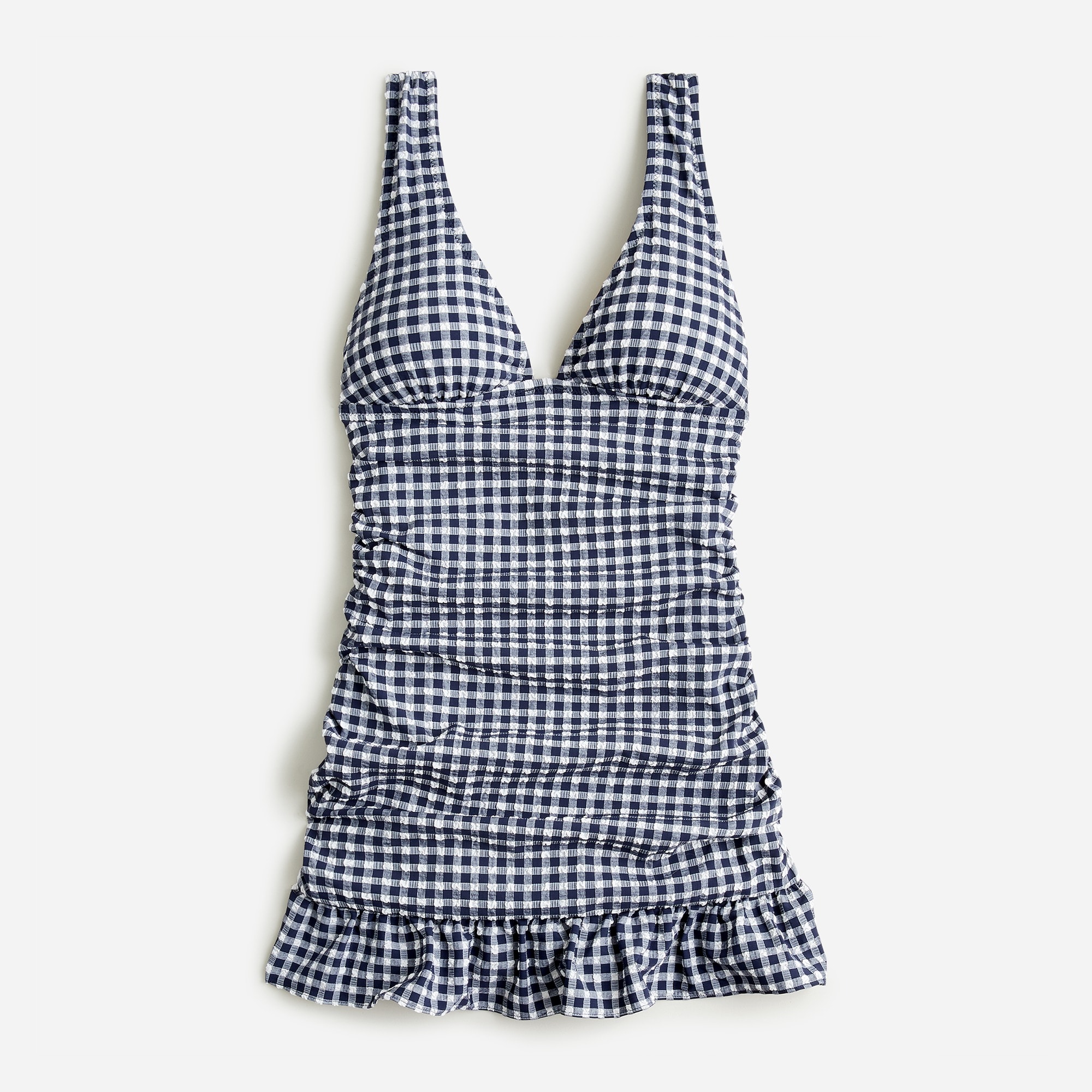 Ruched swim dress in classic gingham