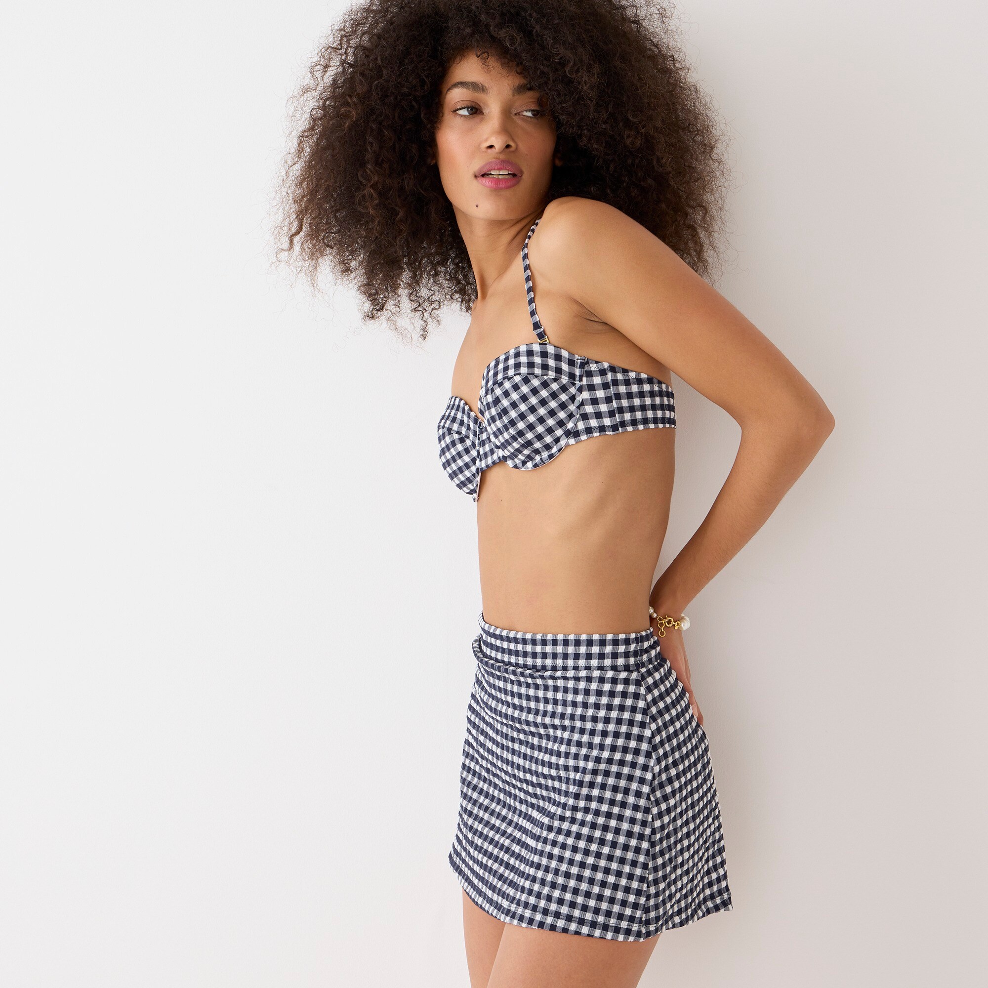 J.Crew: Heritage Swim Skirt In Classic Gingham For Women