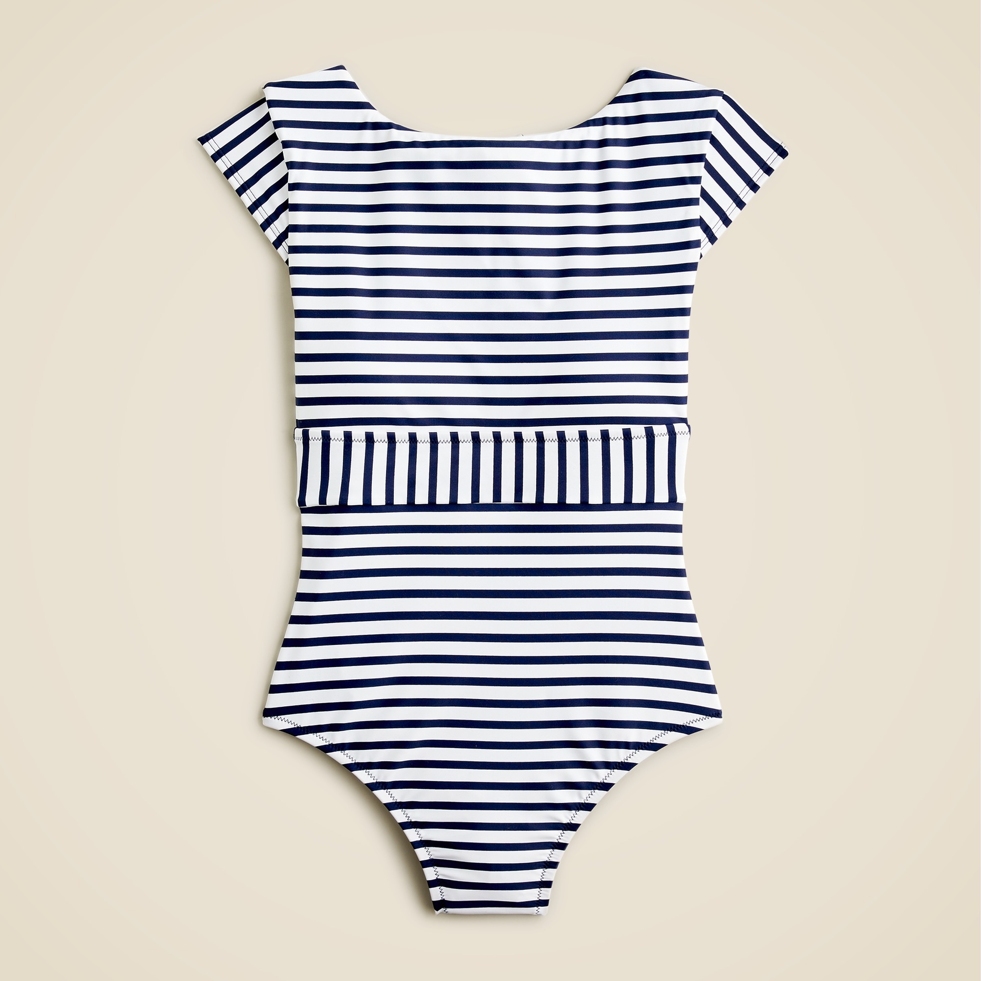 Cap-sleeve one-piece swimsuit in classic stripe
