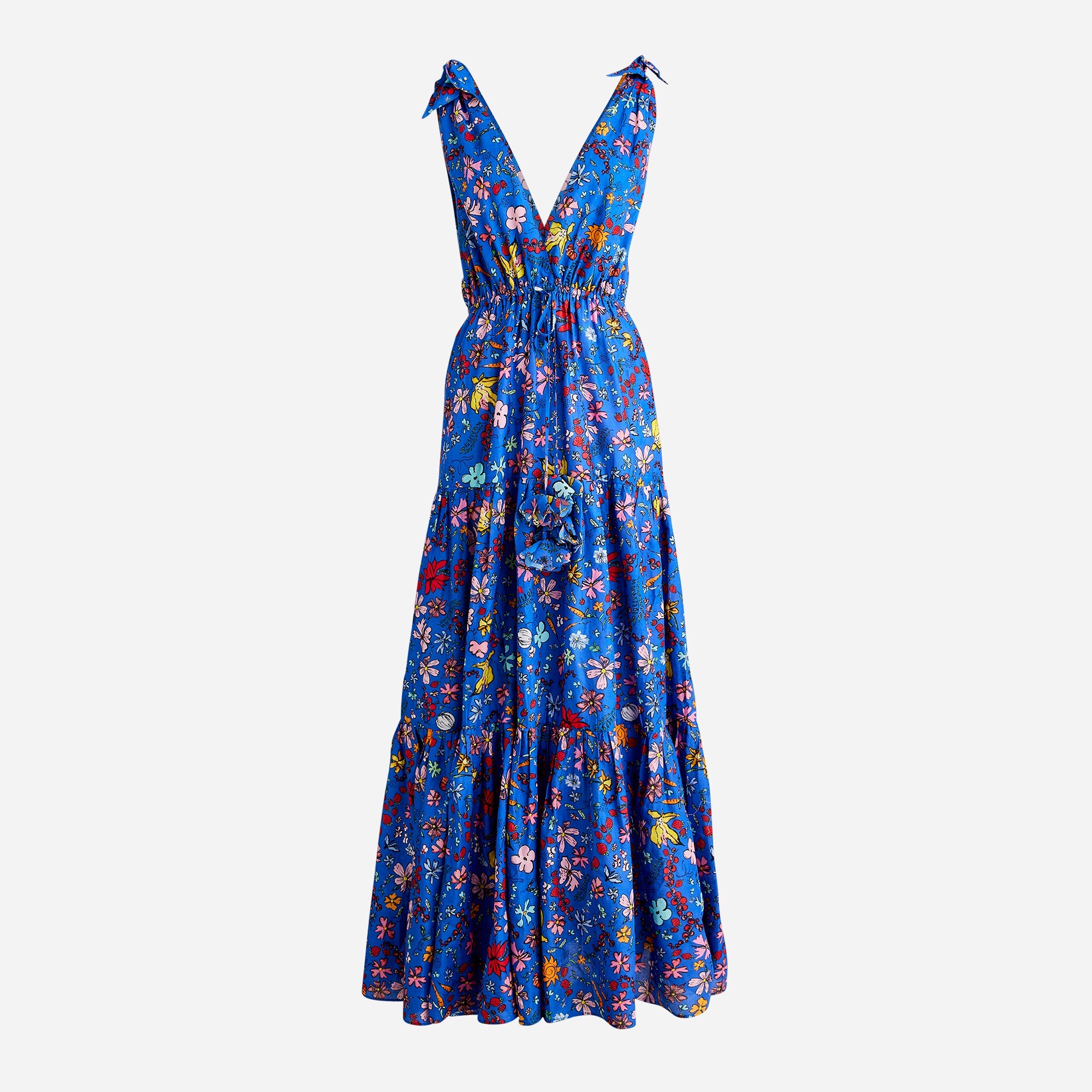 Dauphinette X J.Crew tie-shoulder maxi cover-up dress in cornucopia floral