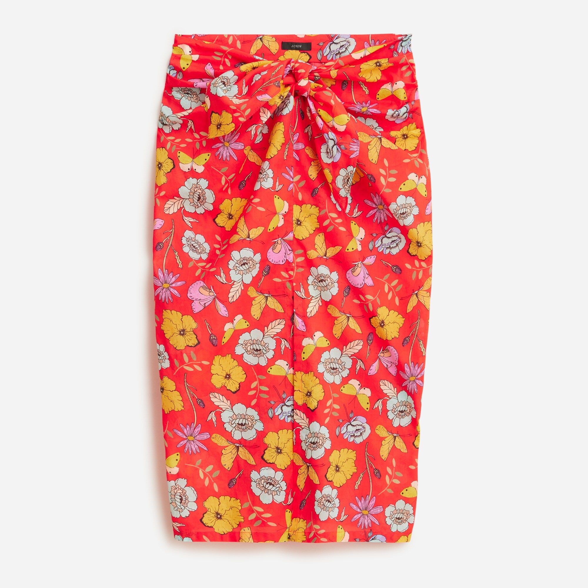 Dauphinette X J.Crew draped sarong in red blooms